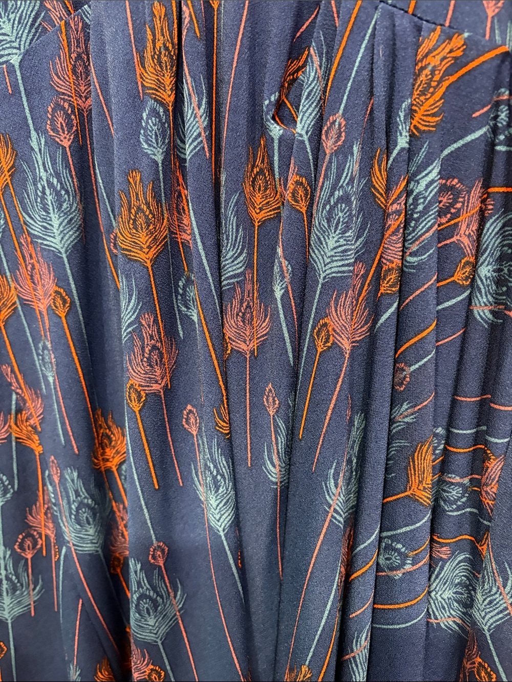 Free People Blue Floral-Print V-Neck Mini Dress-peacock pattern/halter - Picture 2 of 7